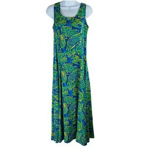 Vintage Big Hed Designs Maxi Dress Neon Geometric Tie Back sundress S